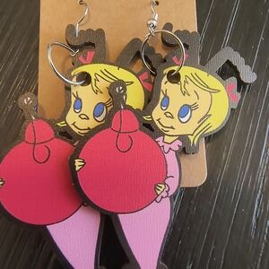 Hand Crafted Cartoon Earrings - Pink and Yellow